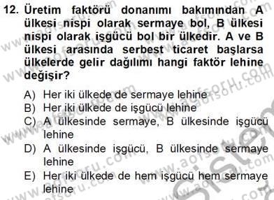Uluslararası İktisat Teorisi Dersi 2012 - 2013 Yılı (Vize) Ara Sınav Soruları 12. Soru