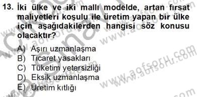 Uluslararası İktisat Teorisi Dersi 2012 - 2013 Yılı (Vize) Ara Sınav Soruları 13. Soru