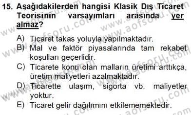 Uluslararası İktisat Teorisi Dersi 2012 - 2013 Yılı (Vize) Ara Sınav Soruları 15. Soru
