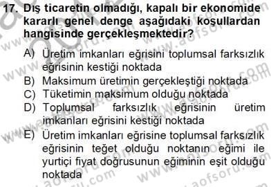 Uluslararası İktisat Teorisi Dersi 2012 - 2013 Yılı (Vize) Ara Sınav Soruları 17. Soru