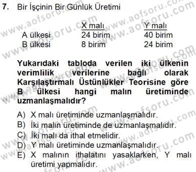 Uluslararası İktisat Teorisi Dersi 2012 - 2013 Yılı (Vize) Ara Sınav Soruları 7. Soru