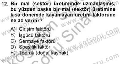 Uluslararası İktisat Teorisi Dersi 2012 - 2013 Yılı (Final) Dönem Sonu Sınav Soruları 12. Soru