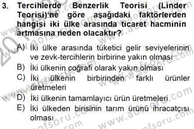 Uluslararası İktisat Teorisi Dersi 2012 - 2013 Yılı (Final) Dönem Sonu Sınav Soruları 3. Soru
