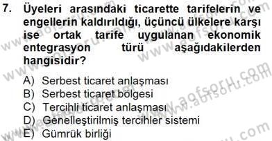 Uluslararası İktisat Teorisi Dersi 2012 - 2013 Yılı (Final) Dönem Sonu Sınav Soruları 7. Soru