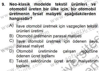 Uluslararası İktisat Teorisi Dersi 2012 - 2013 Yılı (Final) Dönem Sonu Sınav Soruları 9. Soru