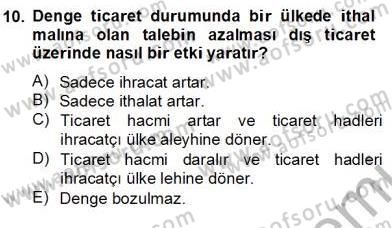Uluslararası İktisat Teorisi Dersi 2013 - 2014 Yılı (Vize) Ara Sınav Soruları 10. Soru