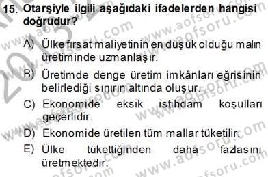 Uluslararası İktisat Teorisi Dersi 2013 - 2014 Yılı (Vize) Ara Sınav Soruları 15. Soru