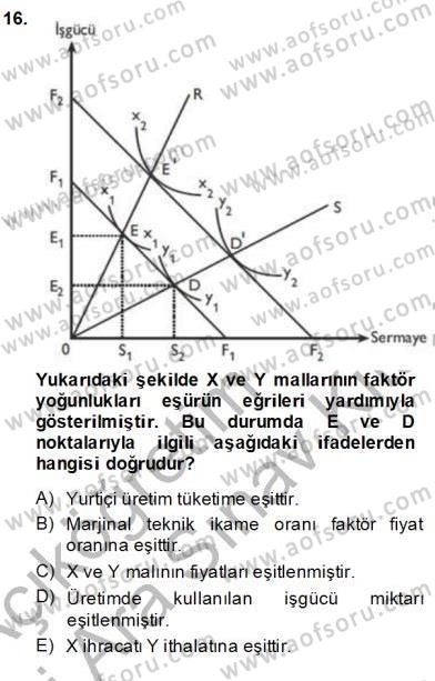 Uluslararası İktisat Teorisi Dersi 2013 - 2014 Yılı (Vize) Ara Sınavı 16. Soru