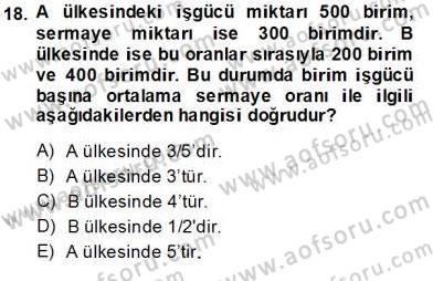 Uluslararası İktisat Teorisi Dersi 2013 - 2014 Yılı (Vize) Ara Sınav Soruları 18. Soru
