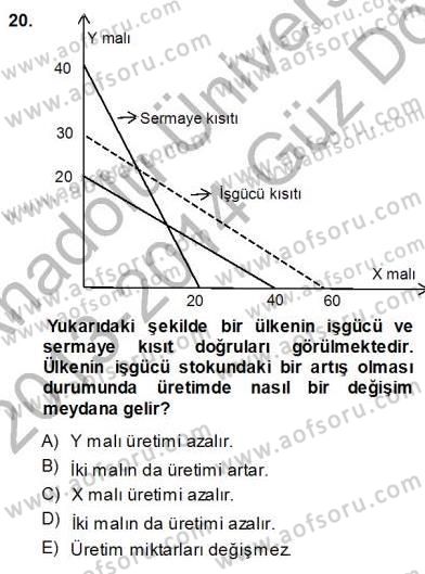 Uluslararası İktisat Teorisi Dersi 2013 - 2014 Yılı (Vize) Ara Sınav Soruları 20. Soru
