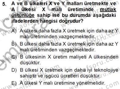 Uluslararası İktisat Teorisi Dersi 2013 - 2014 Yılı (Vize) Ara Sınav Soruları 5. Soru