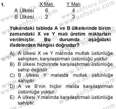 Uluslararası İktisat Teorisi Dersi 2013 - 2014 Yılı (Final) Dönem Sonu Sınav Soruları 1. Soru