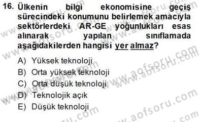 Uluslararası İktisat Teorisi Dersi 2013 - 2014 Yılı (Final) Dönem Sonu Sınav Soruları 16. Soru