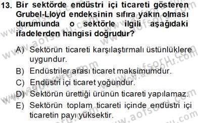 Uluslararası İktisat Teorisi Dersi 2013 - 2014 Yılı Tek Ders Sınav Soruları 13. Soru