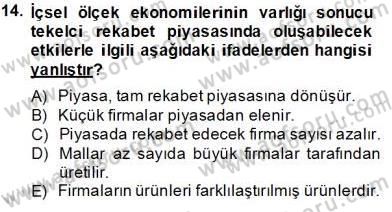 Uluslararası İktisat Teorisi Dersi 2013 - 2014 Yılı Tek Ders Sınav Soruları 14. Soru