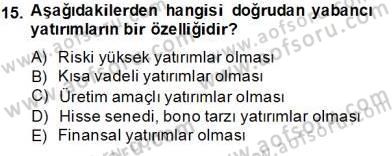 Uluslararası İktisat Teorisi Dersi 2013 - 2014 Yılı Tek Ders Sınav Soruları 15. Soru