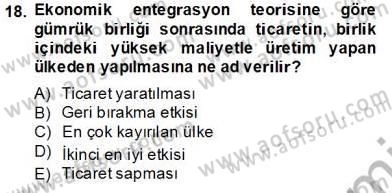 Uluslararası İktisat Teorisi Dersi 2013 - 2014 Yılı Tek Ders Sınav Soruları 18. Soru