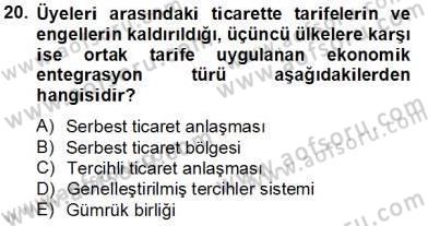 Uluslararası İktisat Teorisi Dersi 2013 - 2014 Yılı Tek Ders Sınav Soruları 20. Soru