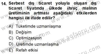 Uluslararası İktisat Teorisi Dersi 2014 - 2015 Yılı (Vize) Ara Sınav Soruları 14. Soru