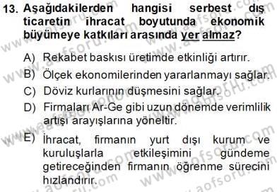 Uluslararası İktisat Teorisi Dersi 2014 - 2015 Yılı (Final) Dönem Sonu Sınav Soruları 13. Soru