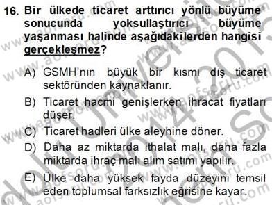 Uluslararası İktisat Teorisi Dersi 2014 - 2015 Yılı (Final) Dönem Sonu Sınav Soruları 16. Soru