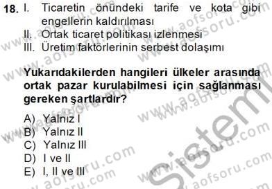 Uluslararası İktisat Teorisi Dersi 2014 - 2015 Yılı (Final) Dönem Sonu Sınav Soruları 18. Soru