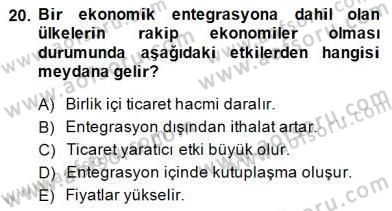 Uluslararası İktisat Teorisi Dersi 2014 - 2015 Yılı (Final) Dönem Sonu Sınav Soruları 20. Soru