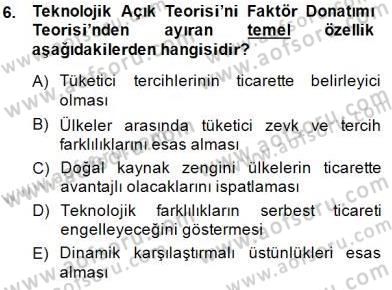 Uluslararası İktisat Teorisi Dersi 2014 - 2015 Yılı (Final) Dönem Sonu Sınav Soruları 6. Soru