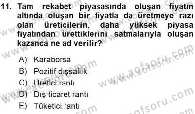 Uluslararası İktisat Teorisi Dersi 2015 - 2016 Yılı (Vize) Ara Sınav Soruları 11. Soru