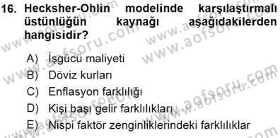 Uluslararası İktisat Teorisi Dersi 2015 - 2016 Yılı (Vize) Ara Sınav Soruları 16. Soru