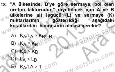 Uluslararası İktisat Teorisi Dersi 2015 - 2016 Yılı (Vize) Ara Sınav Soruları 18. Soru
