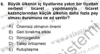 Uluslararası İktisat Teorisi Dersi 2015 - 2016 Yılı (Vize) Ara Sınav Soruları 6. Soru