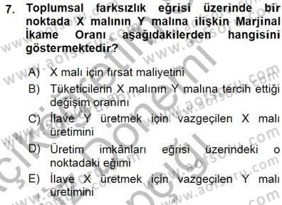 Uluslararası İktisat Teorisi Dersi Ara Sınavı Deneme Sınav Soruları 7. Soru