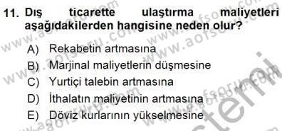Uluslararası İktisat Teorisi Dersi 2015 - 2016 Yılı (Final) Dönem Sonu Sınav Soruları 11. Soru