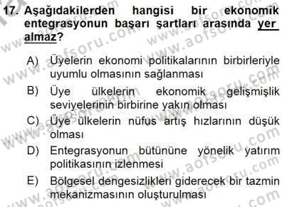 Uluslararası İktisat Teorisi Dersi 2015 - 2016 Yılı (Final) Dönem Sonu Sınav Soruları 17. Soru