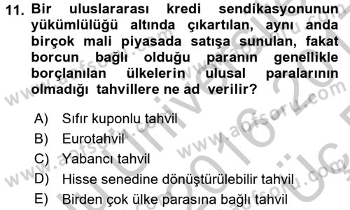 Uluslararası İktisat Teorisi Dersi 2016 - 2017 Yılı 3 Ders Sınav Soruları 11. Soru