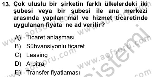 Uluslararası İktisat Teorisi Dersi 2016 - 2017 Yılı 3 Ders Sınav Soruları 13. Soru