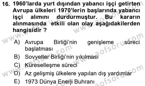Uluslararası İktisat Teorisi Dersi 2016 - 2017 Yılı 3 Ders Sınav Soruları 16. Soru