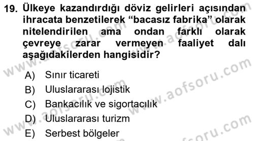 Uluslararası İktisat Teorisi Dersi 2016 - 2017 Yılı 3 Ders Sınav Soruları 19. Soru