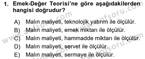 Uluslararası İktisat Teorisi Dersi 2016 - 2017 Yılı (Vize) Ara Sınav Soruları 1. Soru