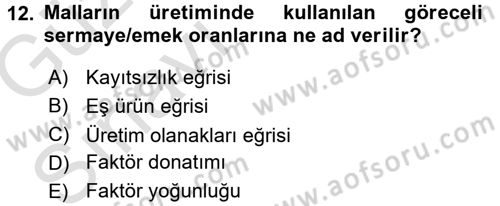 Uluslararası İktisat Teorisi Dersi 2016 - 2017 Yılı (Vize) Ara Sınav Soruları 12. Soru
