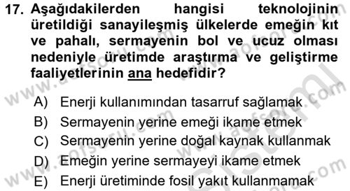 Uluslararası İktisat Teorisi Dersi 2016 - 2017 Yılı (Vize) Ara Sınav Soruları 17. Soru