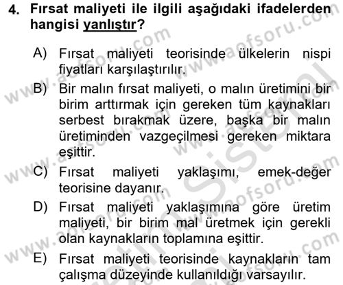 Uluslararası İktisat Teorisi Dersi 2016 - 2017 Yılı (Vize) Ara Sınav Soruları 4. Soru