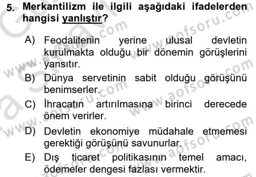 Uluslararası İktisat Teorisi Dersi 2016 - 2017 Yılı (Vize) Ara Sınav Soruları 5. Soru