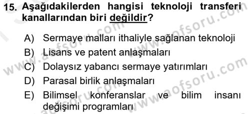 Uluslararası İktisat Teorisi Dersi 2016 - 2017 Yılı (Final) Dönem Sonu Sınav Soruları 15. Soru