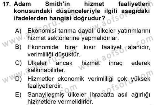 Uluslararası İktisat Teorisi Dersi 2016 - 2017 Yılı (Final) Dönem Sonu Sınav Soruları 17. Soru