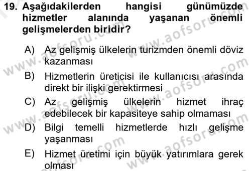 Uluslararası İktisat Teorisi Dersi 2016 - 2017 Yılı (Final) Dönem Sonu Sınav Soruları 19. Soru