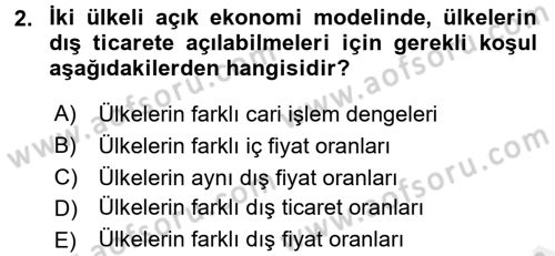 Uluslararası İktisat Teorisi Dersi 2016 - 2017 Yılı (Final) Dönem Sonu Sınav Soruları 2. Soru
