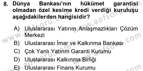 Uluslararası İktisat Teorisi Dersi 2016 - 2017 Yılı (Final) Dönem Sonu Sınav Soruları 8. Soru