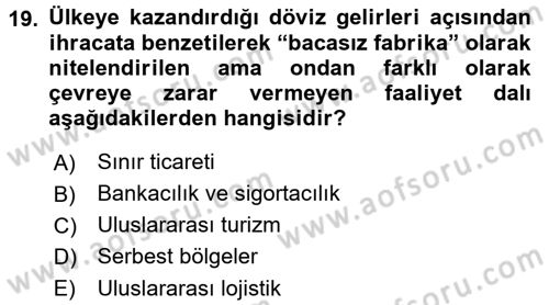 Uluslararası İktisat Teorisi Dersi 2017 - 2018 Yılı 3 Ders Sınav Soruları 19. Soru